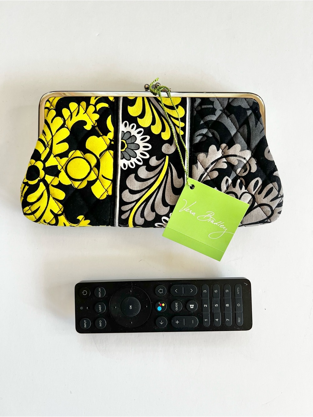Vera Bradley NWT Baroque Yellow Multi Kisslock Tri Accordion Wallet